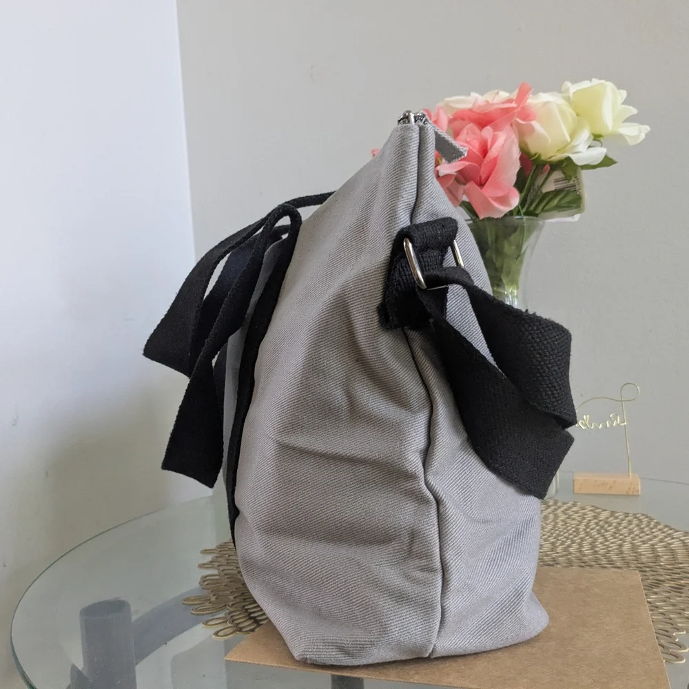 Issey Miyake Gray Duffel Bag with Black Straps